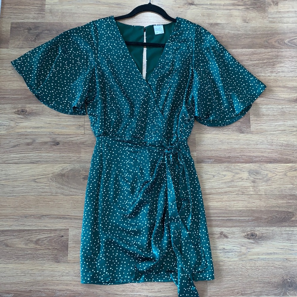 Emerald Green Polkadot Mini Dress